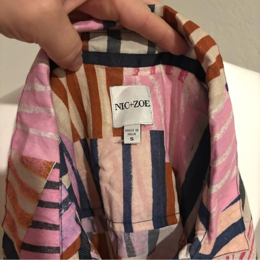 NIC+ZOE Art Block Crinkle Lightweight Long Sleeve Button Down Shirt Small - Picture 6 of 7